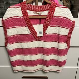 Striped Pink and White Knit Tank Top